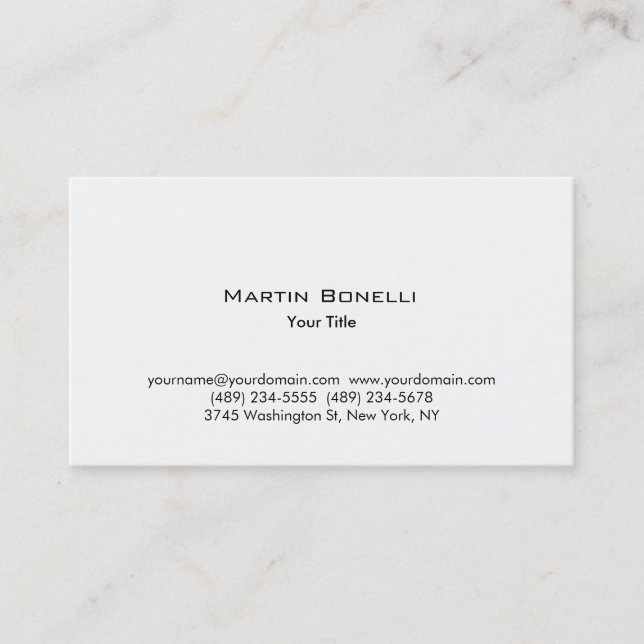 Modern Simple White Professional Business Card (Front)