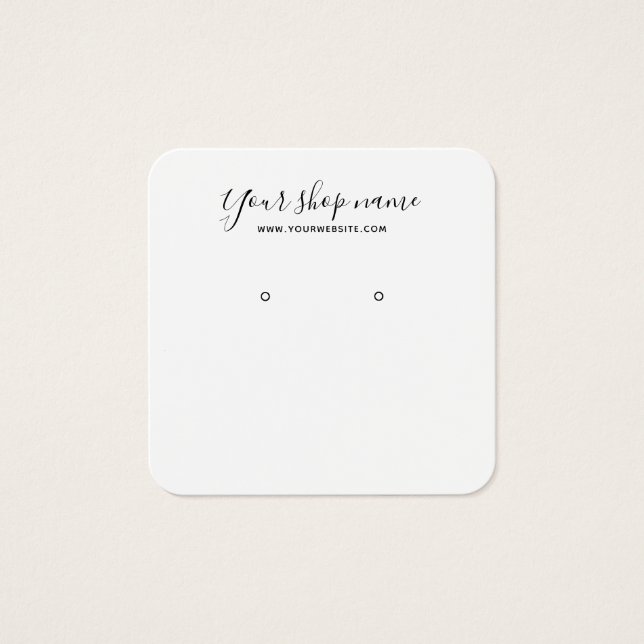 Modern simple white stud earring display square (Front)