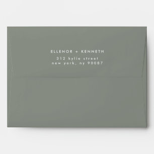 Modern Simple White Text and Sage Green Envelope