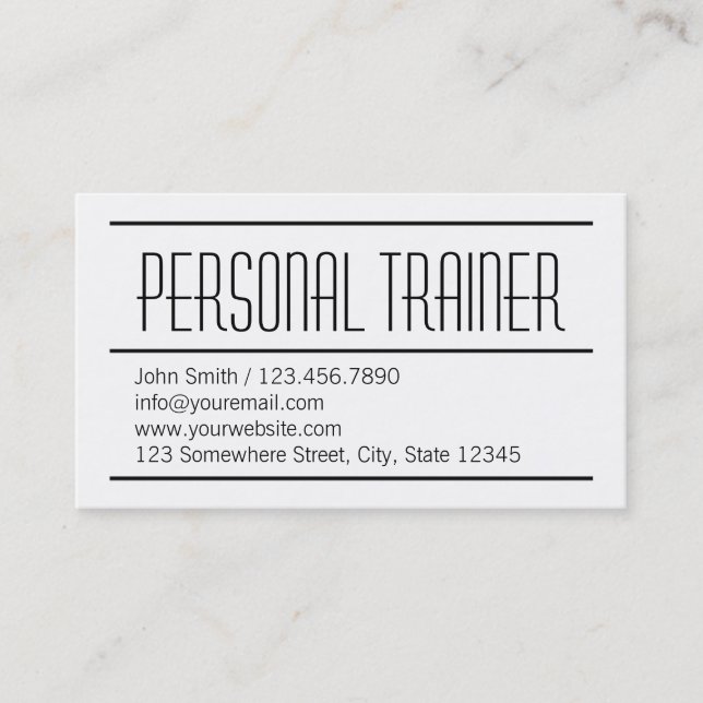 Modern Simple White Trainer Business Card (Front)