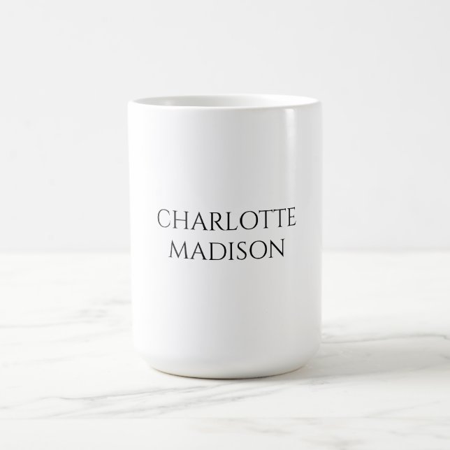 Modern Simple White Trendy Minimalist Plain  Coffee Mug (Center)