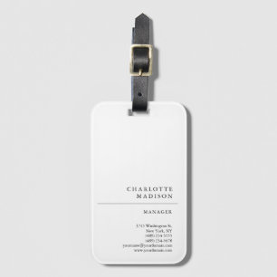 Modern Simple White Trendy Minimalist Plain  Luggage Tag