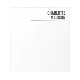 Modern Simple White Trendy Minimalist Plain Notepad