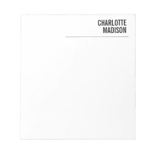 Modern Simple White Trendy Minimalist Plain Notepad