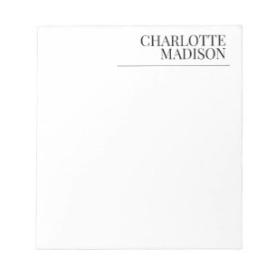 Modern Simple White Trendy Minimalist Plain Notepad