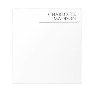 Modern Simple White Trendy Minimalist Plain  Notepad