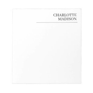 Modern Simple White Trendy Minimalist Plain Notepad