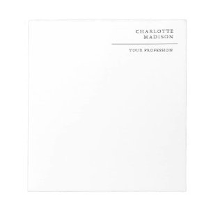 Modern Simple White Trendy Minimalist Plain Notepad