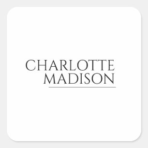 Modern Simple White Trendy Minimalist Plain  Square Sticker