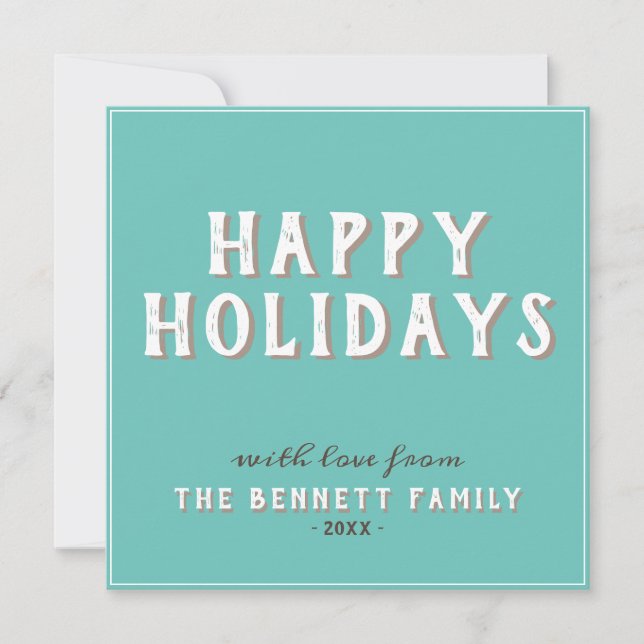 Modern Simple White Typography Happy Holidays Card (Front)