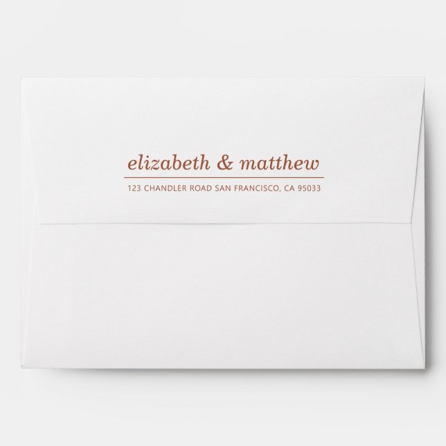 Modern Simple White Wedding Return Address Envelope (Back (Top Flap))