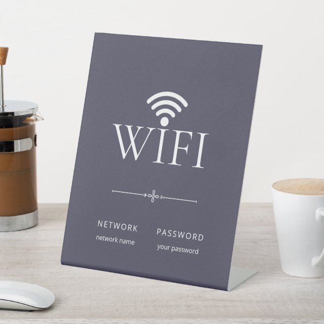Modern Simple WiFi Network Password Sign Dark Grey (In SItu)