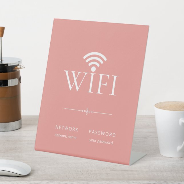 Modern Simple WiFi Network Password Sign Peach (In SItu)