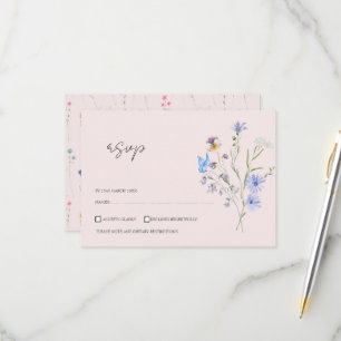 Modern Simple Wildflower Floal Wedding RSVP Card
