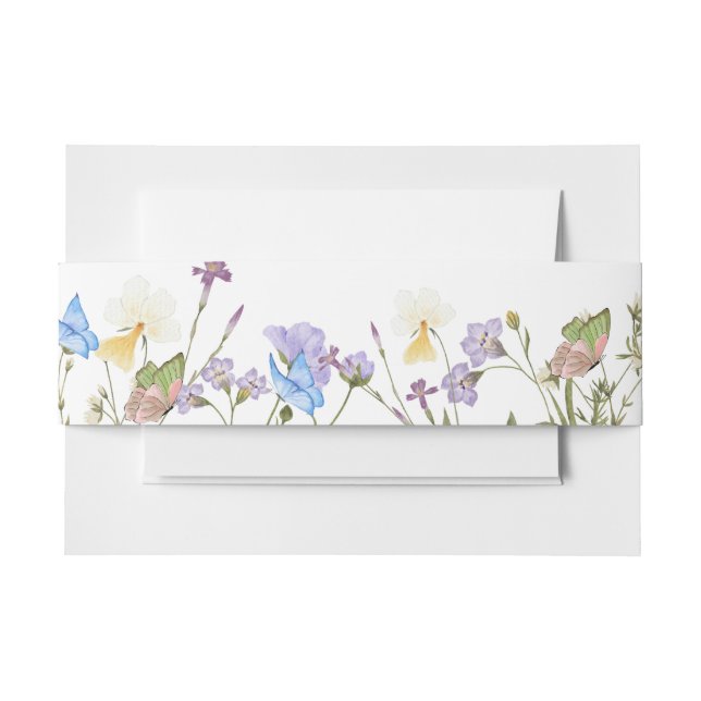 Modern Simple Wildflower Floral Wedding Invitation Belly Band (Front Example)