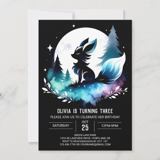Modern Simple Wolf Birthday Invitation (Front)