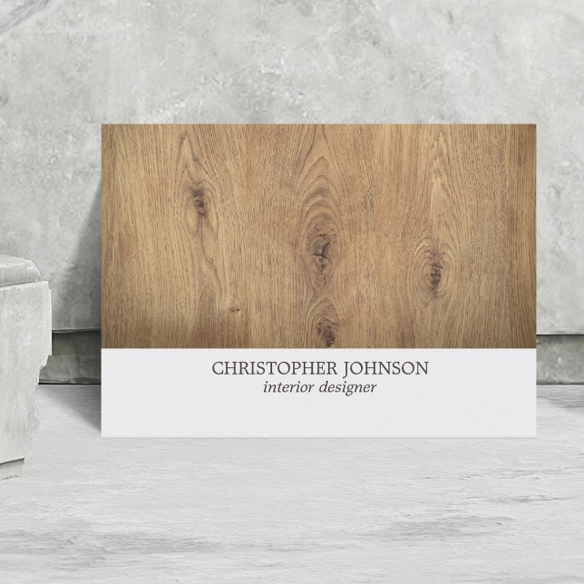 Modern Simple Wooden Light Grey Interior Designer Business Card (Creator Uploaded)