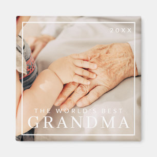 Modern Simple World's Best Grandma Photo Holiday Magnet
