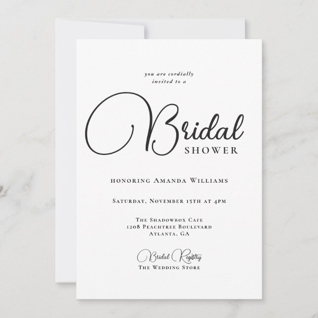 Modern Simplicity Bridal Shower Invitation (Front)