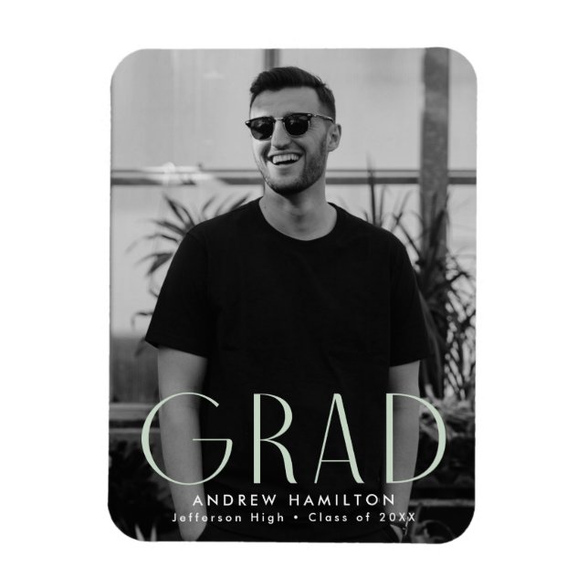 Modern Simplicity Mint Photo Graduation Magnet (Vertical)