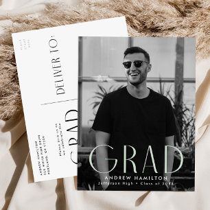 Modern Simplicity Mint Photo Graduation Party Invitation Postcard