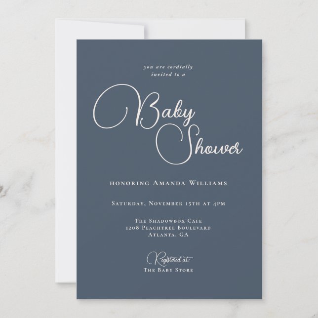 Modern Simplicity Navy Blue Baby Shower Invitation (Front)