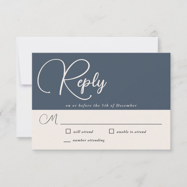 Modern Simplicity Navy Blue Wedding RSVP Card (Front)