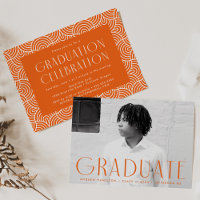 Modern Simplicity Orange Photo Graduation Party