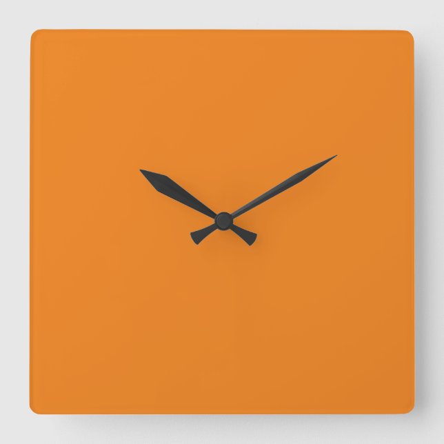 Modern Simplicity Orange Square Wall Clock (Front)