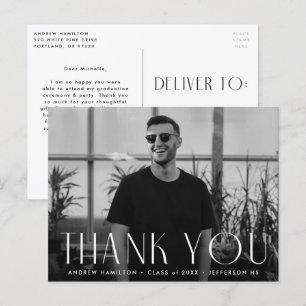 Modern Simplicity Photo Graduation Thank You Postcard