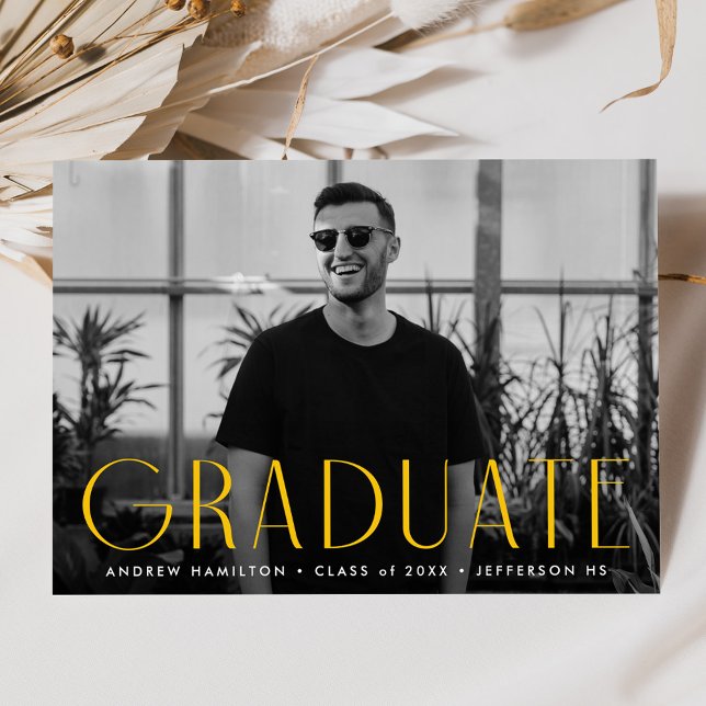 Modern Simplicity Yellow Photo Graduation Announcement (Creator Uploaded)