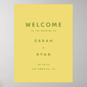 Modern Simplistic Lemon Yellow Wedding Welcome Poster