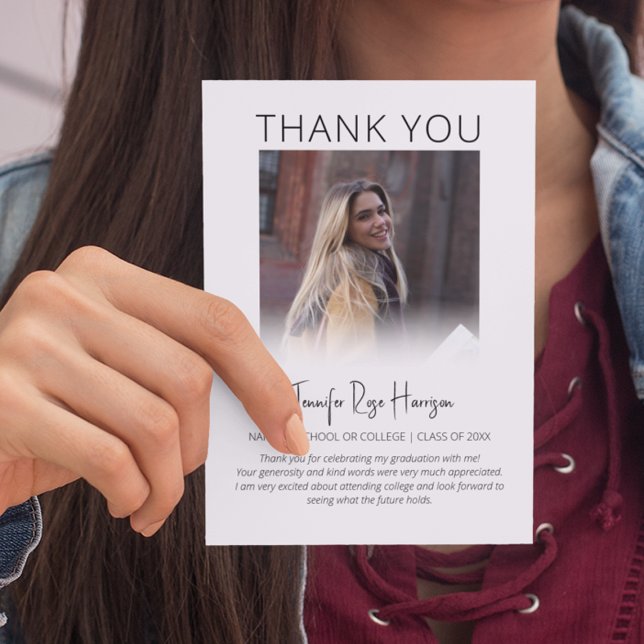 Modern Simplistic Photo Graduation  Thank You Card (Creator Uploaded)