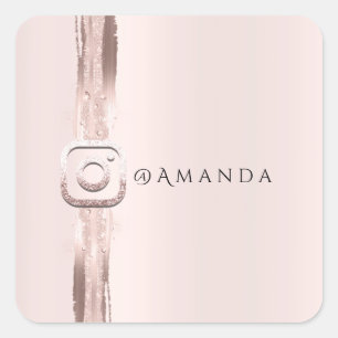Modern Simply Rose Pink Square Instagra Logo Square Sticker