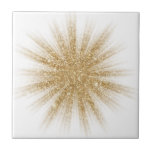 Modern Single Gold Starburst Tile<br><div class="desc">Modern design features a single gilttery gold starburst on a white background. Simple, clean modern design. Create your own custom tile by uploading a new image, or use the "message" button to contact the designer for help. To create your own design: 1. Select personalize this template. 2. Replace image 1....</div>