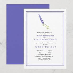 Modern Single Lavender Sprig Wedding   Invitation