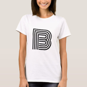 Modern Single Letter Initial Monogram   Black T-Shirt