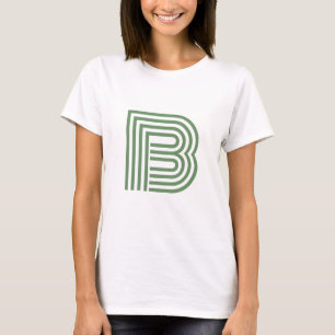Modern Single Letter Initial Monogram   Green T-Shirt