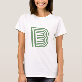 Modern Single Letter Initial Monogram | Green T-Shirt
