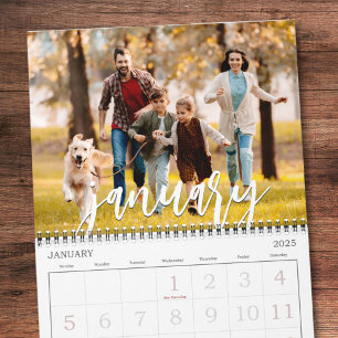 Modern Single Photo and Cover Collage Custom Colou Calendar