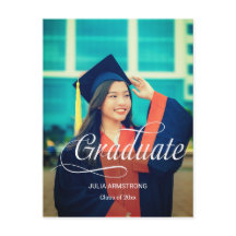 Modern Single Photo Simple Script Graduation Card