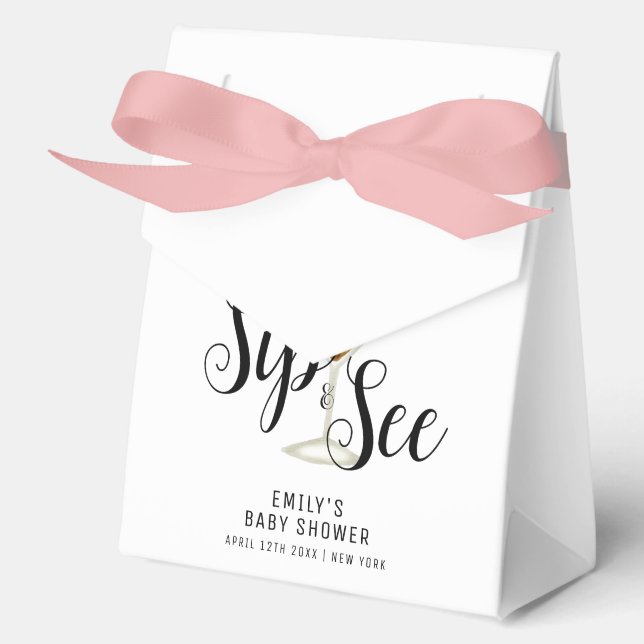Modern Sip & See Martini Cocktail Baby Shower  Favor Box (Front)