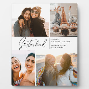Modern Sisterhood Photo Collage Black and White Plaque