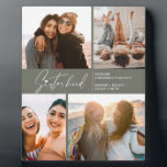 Modern Sisterhood Photo Collage Grayish Green  Plaque<br><div class="desc">Enjoy a special photo collage keepsake of your sisters or best friends. Featuring a signature style typography with a heart on top and some text for you to customize. If you would like to change anything font size,  colour etc,  click on customize further to access the design panel.</div>