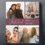Modern Sisterhood Photo Collage Purple Plaque<br><div class="desc">Enjoy a special photo collage keepsake of your sisters or best friends. Featuring a signature style typography with a heart on top and some text for you to customize. If you would like to change anything font size,  colour etc,  click on customize further to access the design panel.</div>