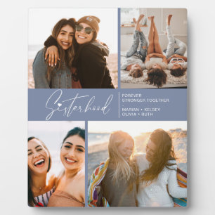 Modern Sisterhood Photo Collage Smoky Blue Plaque