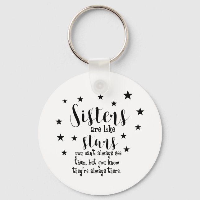 Modern Sisters Are Like Stars Typography Keychain (Front)