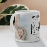 Modern 'SISTERS' are the best Photo Keepsake Coffee Mug<br><div class="desc">Stylish sister coffee mug featuring 2 custom photos of your choice,  which can easily be downloaded from a computer or your phone,  the text 'Sisters are the Best' in elegant calligraphy script and name/s. Makes a wonderful personalized gift for your sister!</div>