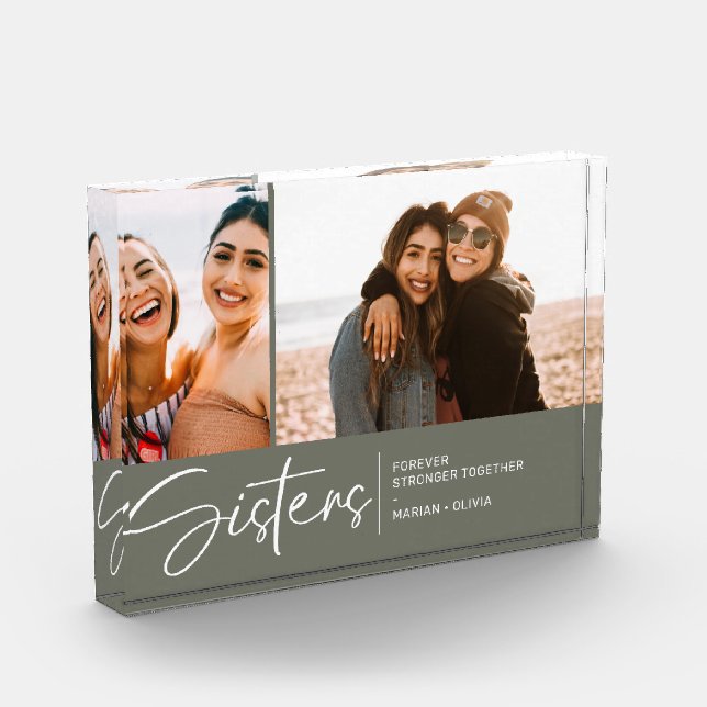 Modern Sisters Keepsake Two Photos Olive Green (Left)