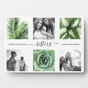 Modern sisters photo collage plaque